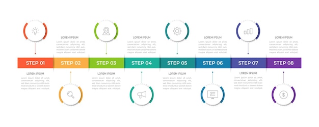 Infografía 8 opciones de elementos de diseño para sus datos empresariales Ilustración vectorial