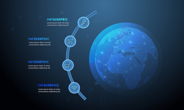 Infografía abstracta con concepto de ciberespacio digital y lugar para texto