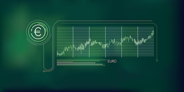 Infografía abstracta sobre el crecimiento del precio del euro