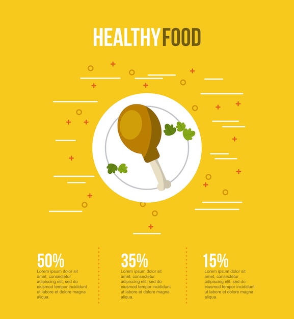 Infografía de alimentos saludables con iconos relacionados