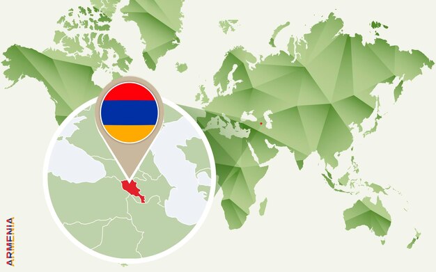 Infografía para Armenia mapa detallado de Armenia con bandera