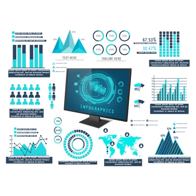 Vector infografía azul