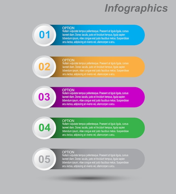 Infografía con banner de pasos y opciones para diseño de negocios y plantilla de sitio web