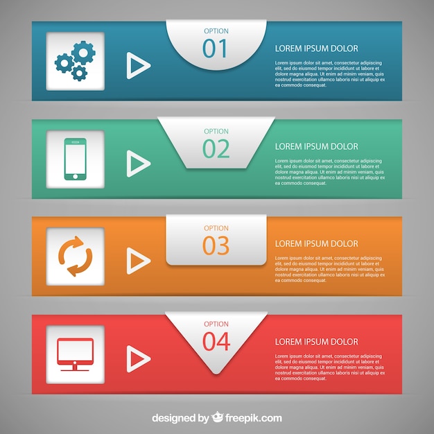 infografía con banners de color