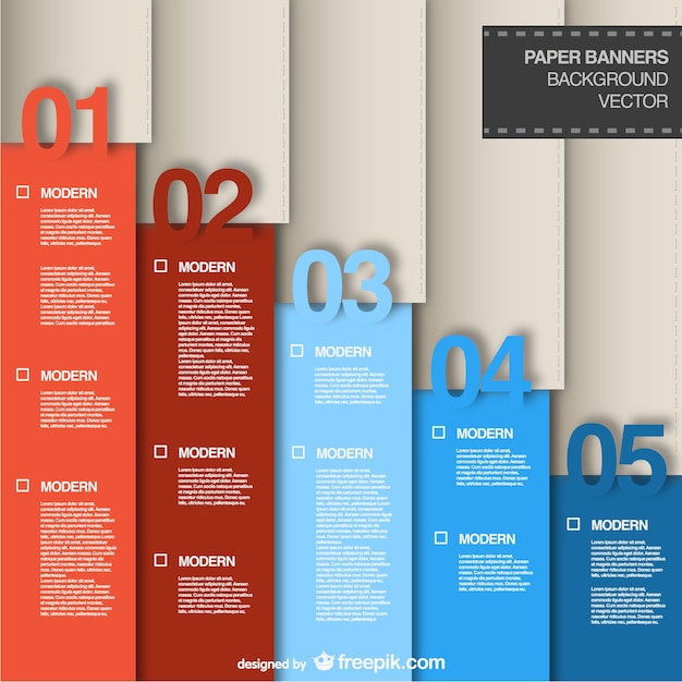 Vector infografía con banners de papel