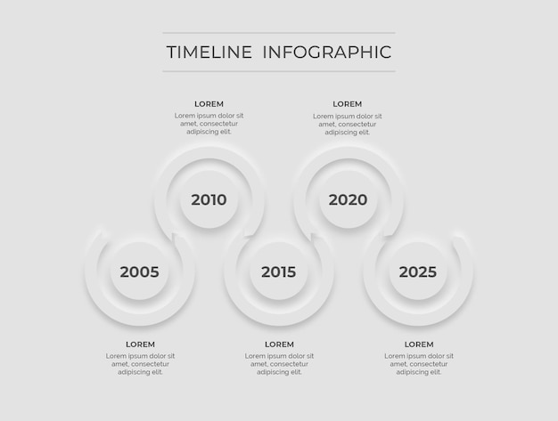 infografía blanca mínima hoja de ruta limpia línea de tiempo vector premium