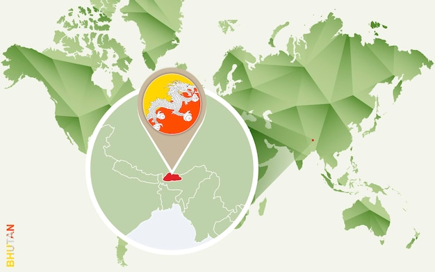 Infografía para Bután mapa detallado de Bután con bandera