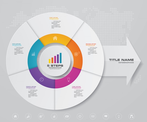 Infografía de ciclo y flecha para presentación de datos