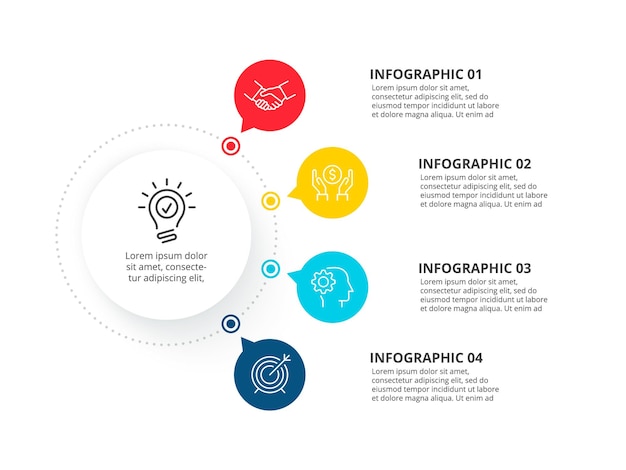 Infografía circular con 4 opciones Diagrama de estructura Diapositiva de presentación
