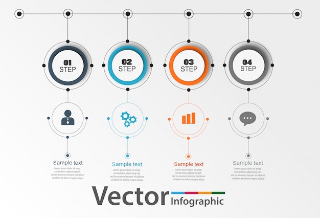 Infografía circular con 4 pasos