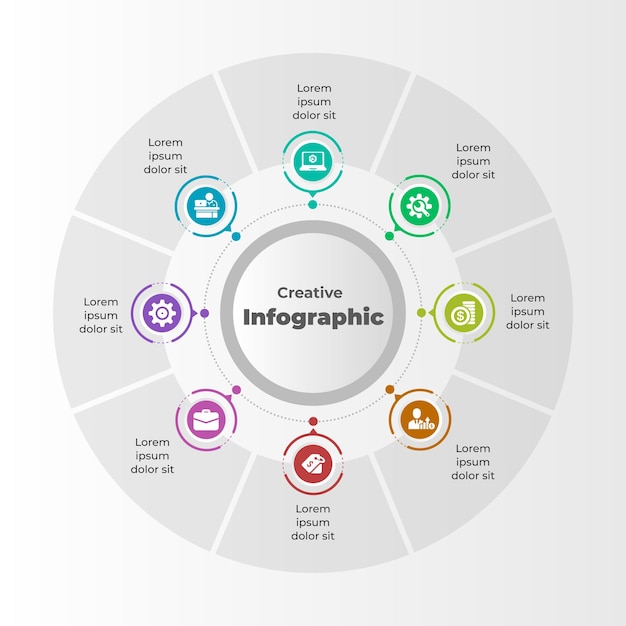 Vector infografía circular abstracta plana