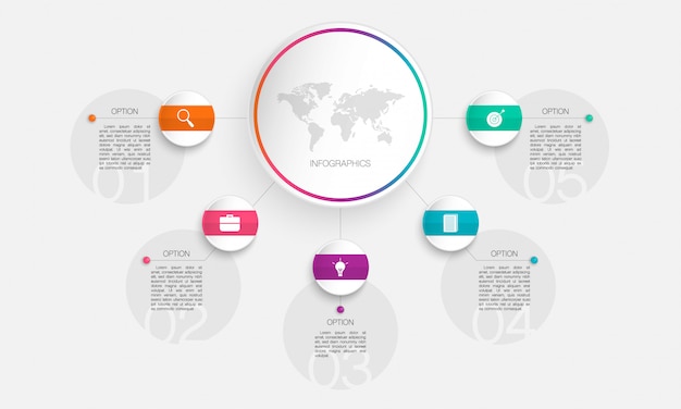 Infografía circular, la ilustración se puede utilizar para negocios, puesta en marcha, educación, plan, con pasos, opciones, partes