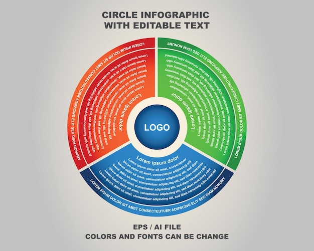 Vector infografía circular con texto editable