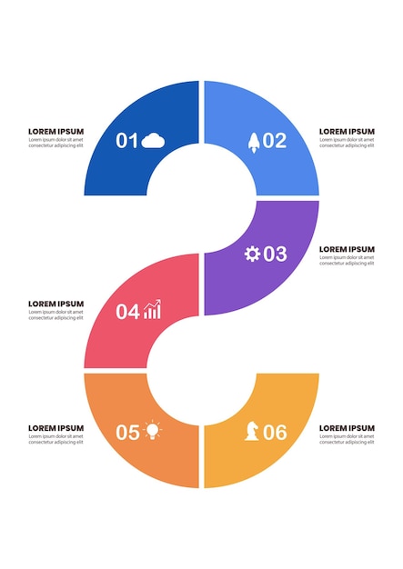 Infografía de círculo de seis partes