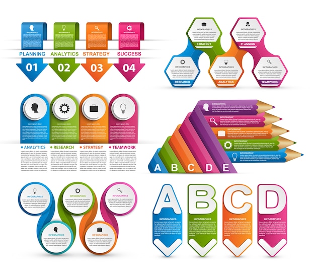 Infografía de colección para presentaciones de negocios.