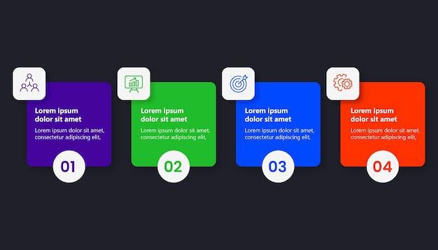 Infografía de color plano con 4 opciones.