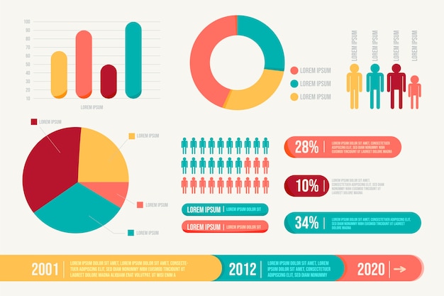 Infografía con colores retro en diseño plano