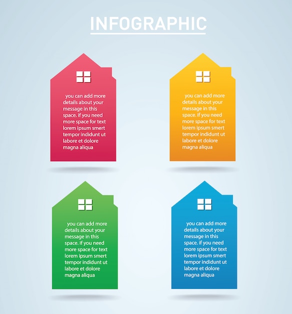 Infografía colorida casa 4 opciones vector