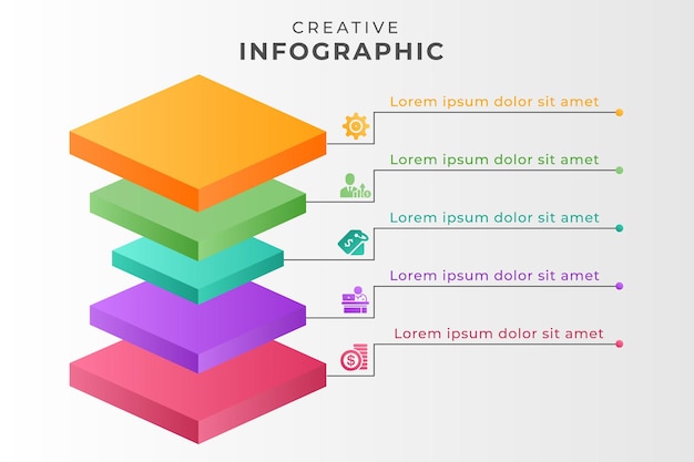 Infografía colorida creativa con cinco opciones.