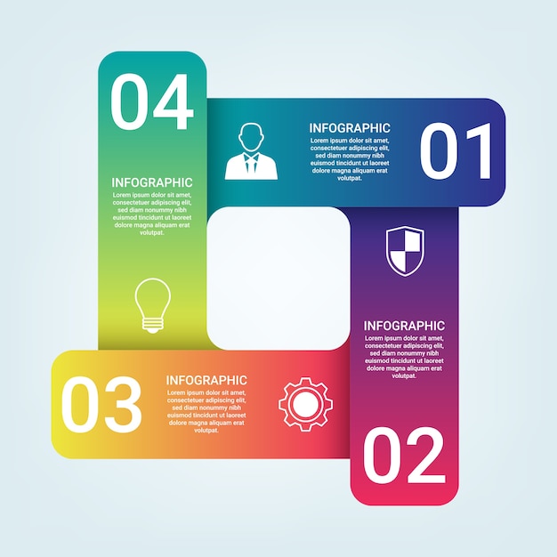 Infografía colorida, cuatro opciones