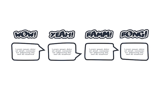 Infografía de cómics con opciones de 4 pasos partes o procesos plantilla de infografía creativa