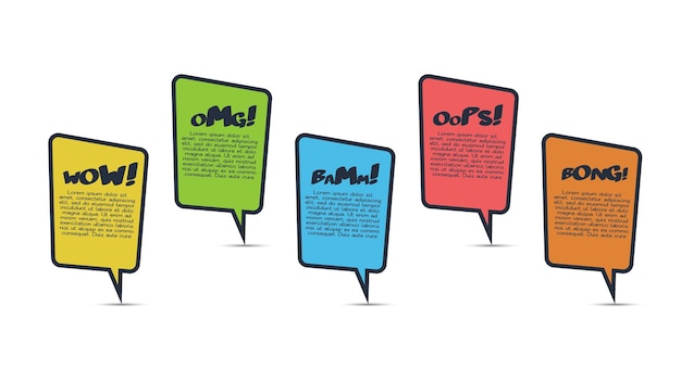 Infografía de cómics con opciones de 5 pasos partes o procesos Visualización de datos de negocios plantilla de infografía creativa