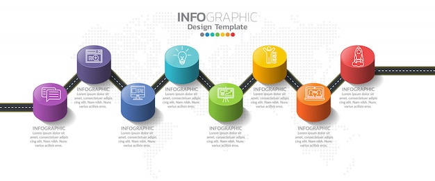 Infografía para el concepto de negocio con los iconos y opciones o pasos.