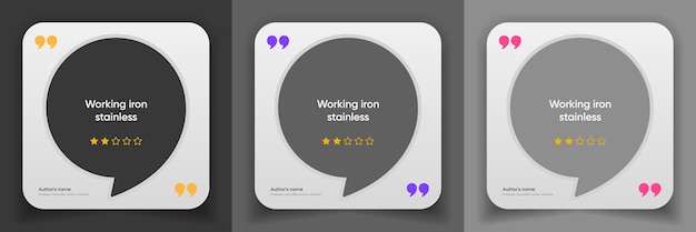 Infografía de cotización de banner testimonial de burbuja 3D Diseños de plantillas de publicaciones en redes sociales para cotizaciones