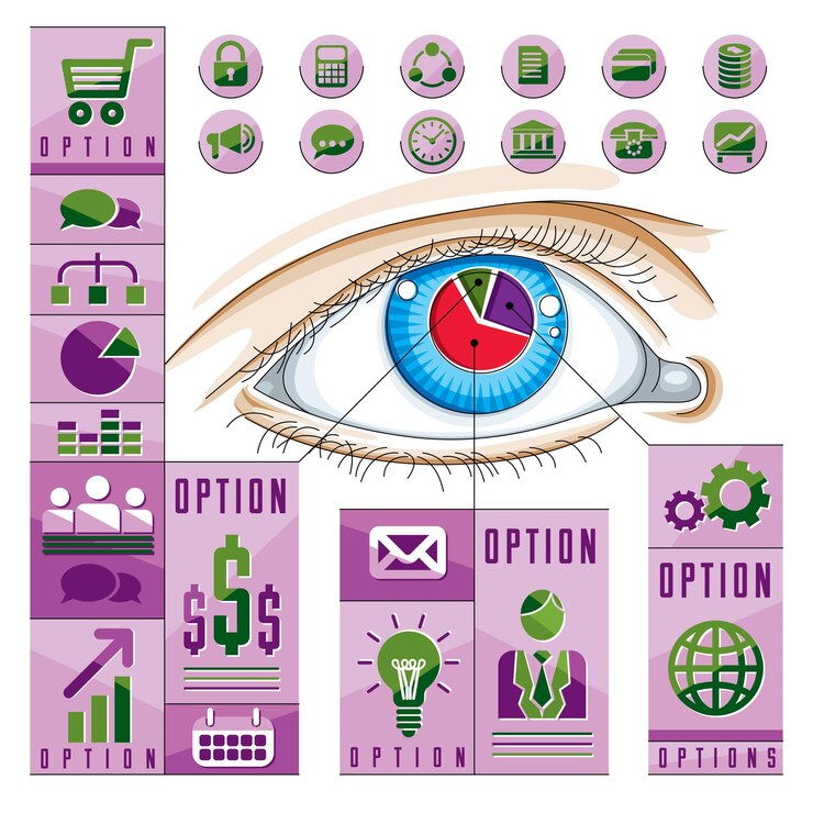 Vector infografía creativa, ojo humano, idea de mirada, ilustración vectorial.