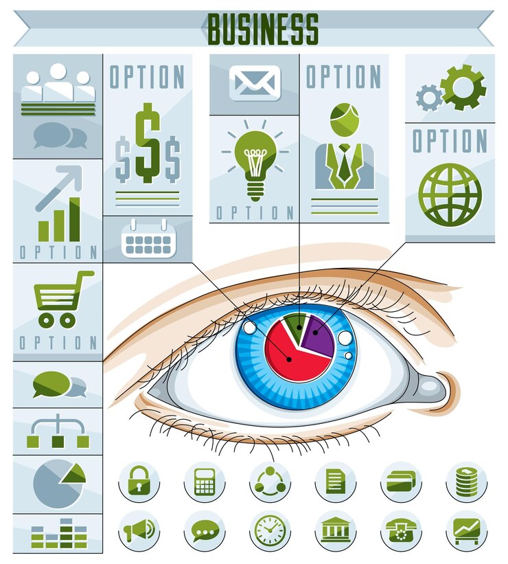 Vector infografía creativa, ojo humano, idea de mirada, ilustración vectorial.
