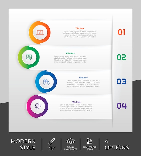 Infografía cuadrada de opción moderna 3d con concepto de efecto de papel para finanzas corporativas la infografía de opción se puede utilizar para folleto de presentación y marketing