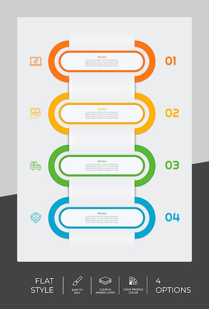 Infografía cuadrada de opción plana con concepto de efecto de papel para finanzas corporativas La infografía de opción se puede utilizar para folleto de presentación y marketing