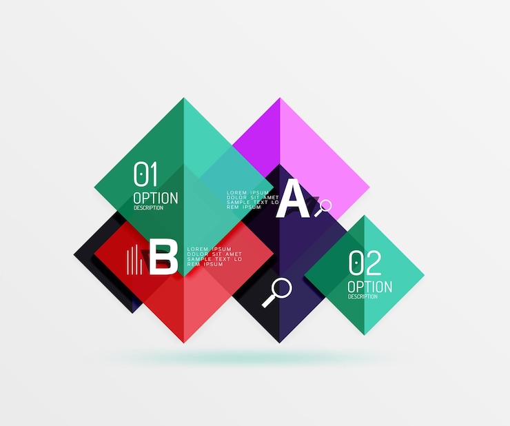 Vector infografía cuadrada superpuesta fondo de plantilla vectorial para opciones de número de diagrama de diseño de flujo de trabajo o diseño web