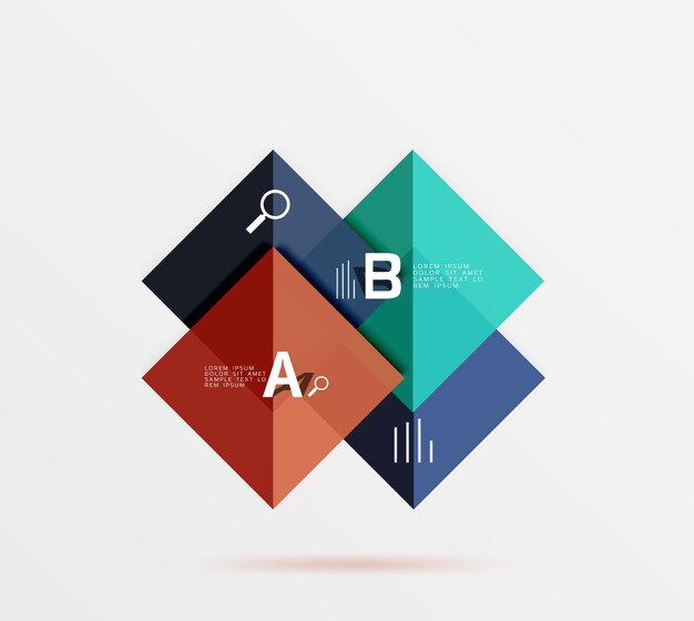 Infografía cuadrada superpuesta Fondo de plantilla vectorial para opciones de número de diagrama de diseño de flujo de trabajo o diseño web