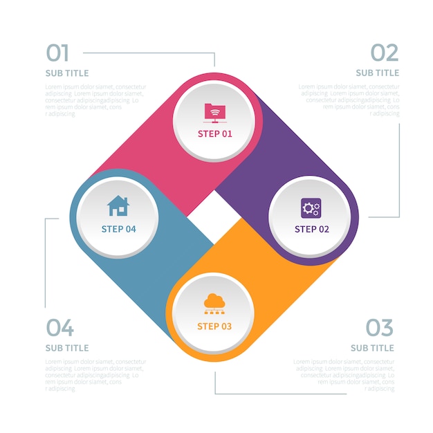 Vector infografía con cuatro pasos