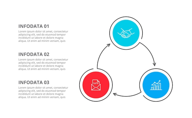 Infografía de diagrama cíclico con círculos moderna plantilla de diseño de infografía con 3 opciones