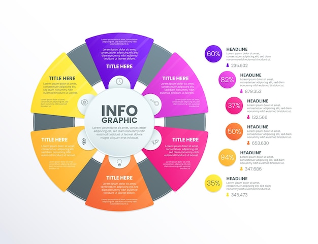 Infografía de diagrama circular degradado