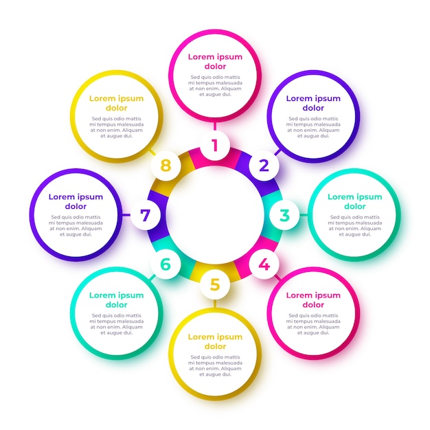 Infografía de diagrama circular degradado