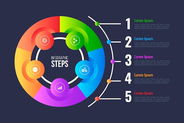 Infografía de diagrama circular degradado