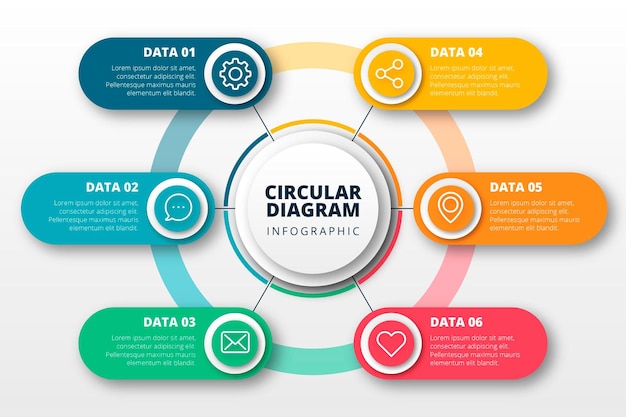 Vector infografía de diagrama circular plano