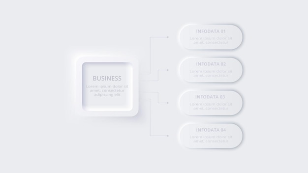 Infografía de diagrama de flujo neumórfico Concepto creativo para infografía con 4 opciones