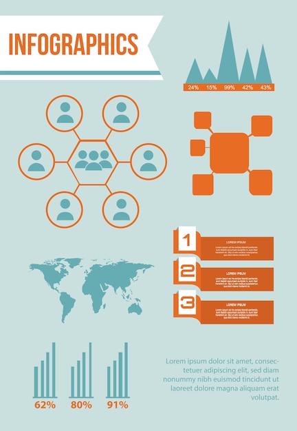 Vector infografía con diferentes elementos.