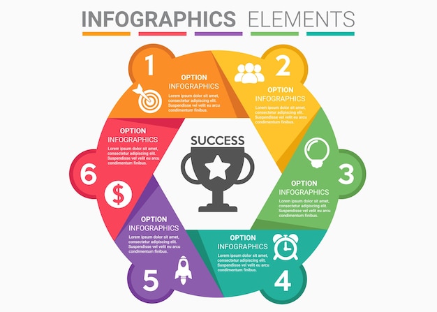Infografía elemento abstracto ronda exitoso concepto de evento