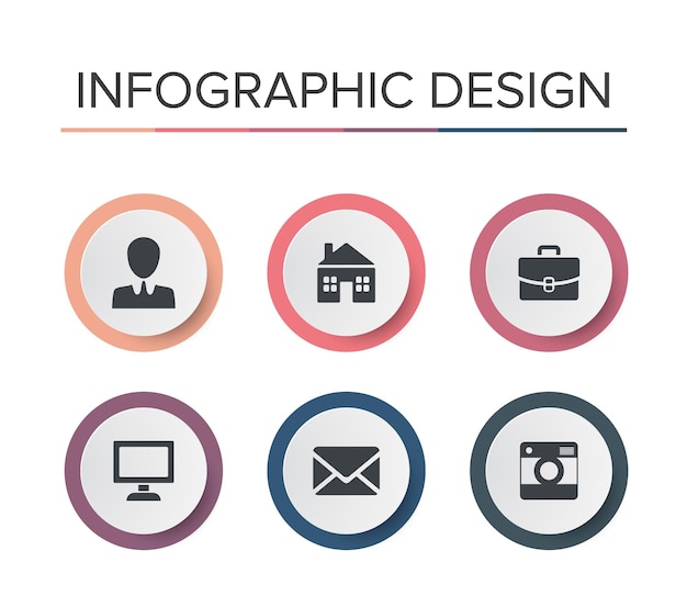 Infografía elemento conjunto ideas de diseño presentación elegante color plano