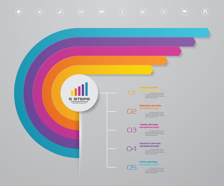 Infografía elemento gráfico de flecha.