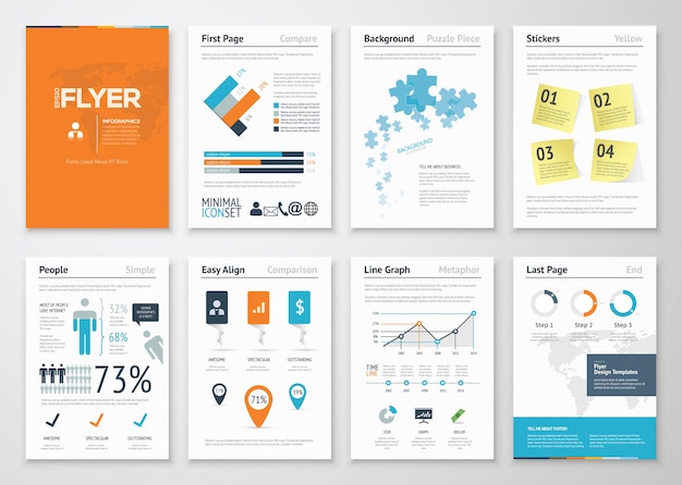 Infografía elementos corporativos y ilustraciones de diseño de vectores