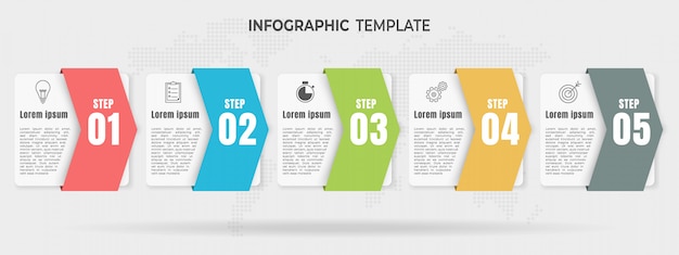 Infografía de elementos modernos, opciones de línea de tiempo 5.