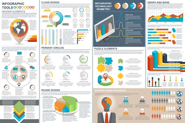Infografía elementos vector plantilla de diseño