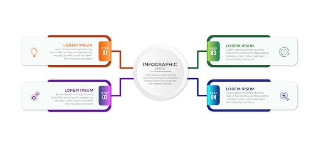 Infografía empresarial 4 opciones o pasos Premium