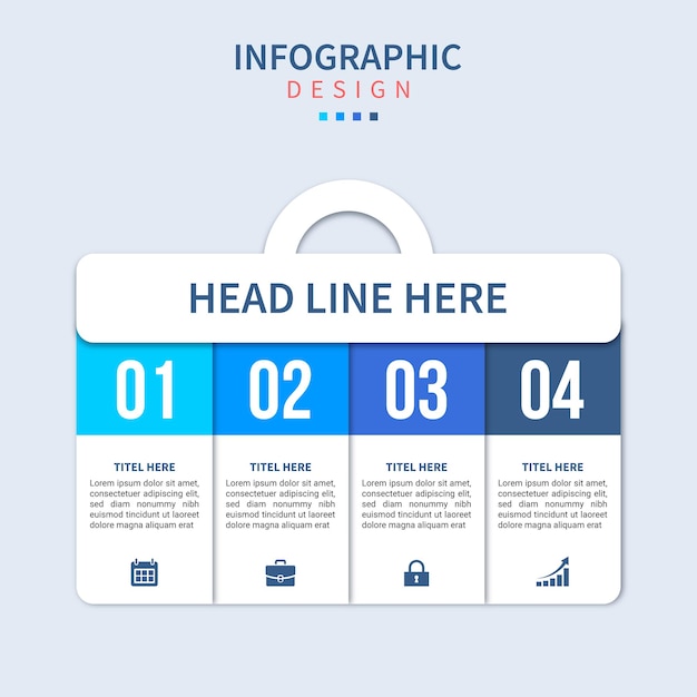 Infografía empresarial 4 pasos